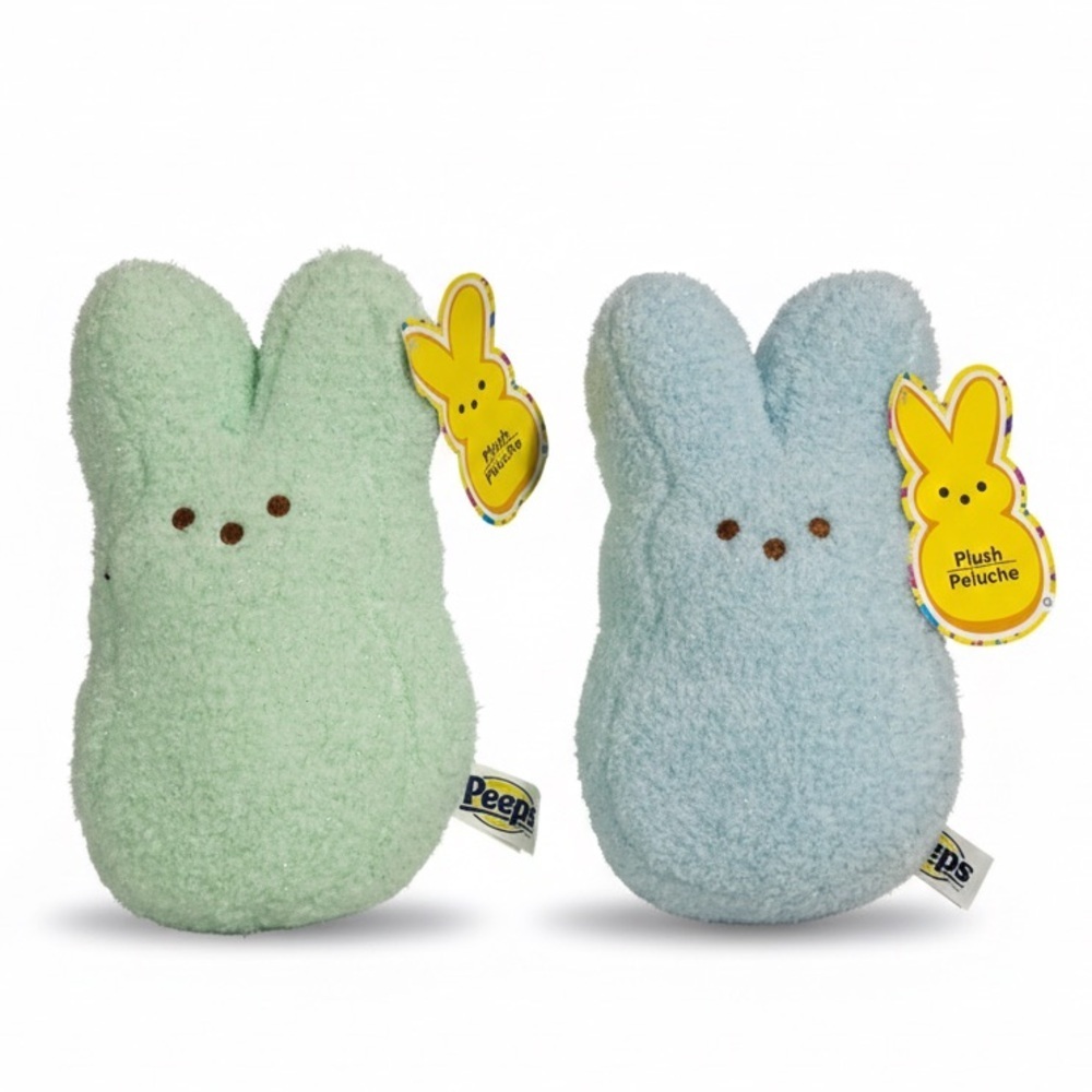 NWT Peeps Plush Bunny Set - Sparkle Mint Green & Blue Easter 11”
